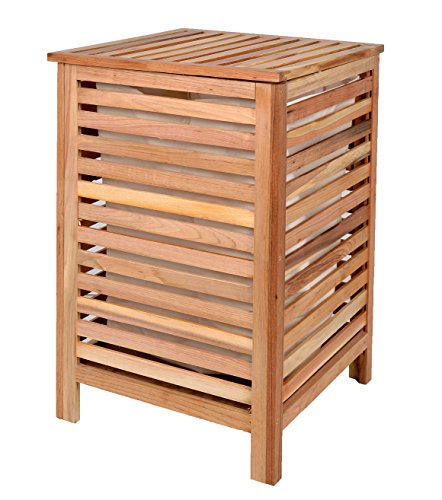 Wäschekorb Wäsche Truhe Sammler Box 66 cm Höhe Badmöbel Massiv Walnuss Holz - 2