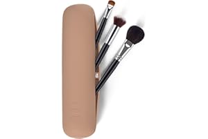 WOOXDYUK IOSPKKIO® Portatile, Porta pennelli da trucco, Attrazione magnetica e non facile da cadere, silicone anti-allout, morbido organizer per cosmetici da viaggio (21 x 6,5 x 4,5 cm, colore caffè)