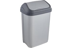 Keeeper Cubo de basura Swantje con tapa basculante, 10 L, plata clara