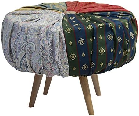 Esidra 1992-00 Round Pouf / Footstool in Wood, 55 x 55 x 42 cm (Multicoloured)
