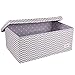 Minene Large Storage Chevrons Box with Stars (Grey/ White)