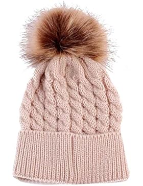Kingko® 0-3 Jahre Neugeborene Baby Niedliche Wintermütze Strickwolle Hemming Hut mit Pelzball