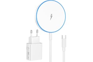 OANDYS Mag-Safe Ladegerät iPhone mit 20W Schnelles Adapter, Wireless Charger induktive ladestation für iPhone 17/16/15/14/13/12 Serie, Ohrhörer 3/2, LED kabelloses ladegerät mit Zwei Ladeanschlüssen