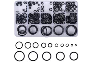 WANGJIANGDA 200 Pièces 15 Tailles Kit Joint Torique Assortiment en Caoutchouc, Joints Toriques Kit Anneaux d'étanchéité, Noir Nylon Rondelles Kit, Isolation Rond Rondelle Plate Assortiment Kit