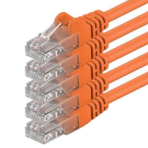 2m - orange - 5 Stück - (PACK) - CAT.6 CAT6 Ethernet-Lan-Netzwerk-Kabel 1000Mbits Patchkabel CAT 6 kompatibel zu CAT.5 CAT.6a CAT.7Internet DSL Smart TV Wii Xbox Spielkonsole Mediaplayer Switch Router Modem Patchpannel Access Point Patchfeld