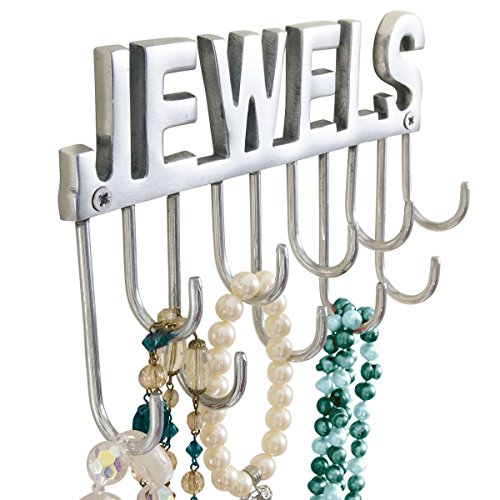 Schmuckhalter Wandhaken mit Schriftzug "Jewels" für Ketten & Schmuck, Metall, ca. B20 x T4 x H12 cm