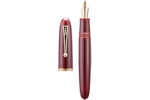 ASVINE Jinhao 9019 - Pluma estilográfica, serie Dadao 8, punta media, barril acrílico rojo con clip dorado, bolígrafo de escritura de gran tamaño (3HFBSGFRSGMHDNTRH)