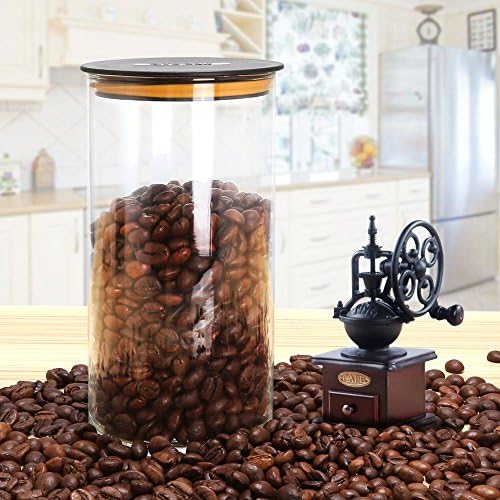 Glass Storage Jar Airtight Container Tank with Food Grade PP Lid and Silicone Sealing Ring,Kitchen Canister of Coffee Tea Food(750ml/25oz)