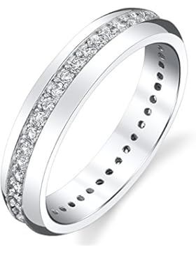 Ultimate Metals Co.® 4MM Damen Sterling Silber Ewigkeit Ehering mit rundschnitt zirkonia CZ,Bequemlichkeit Passen