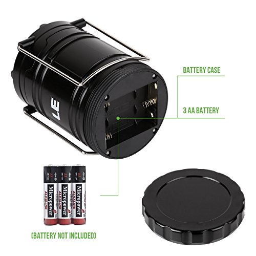 LE Camping Laterne zusammenklappbar 30 LEDs Batteriebetrieb Wasserdicht Außenleuchte für Wandern Camping Notfall Ausfälle Nachtlicht tragbare Gartenlaterne LED Camping Beleuchtung schwarz (2 er) - 5
