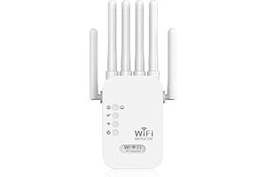 VIVIDRISE WLAN Verstärker, WLAN Repeater New 300 Mbit/s Dual Band 5GHz, WiFi Range Extender für Steckdose mit 4 Antennen bis 1500m² Reichweite mit LAN/WAN Port Access Point Modus Einfache Einrichtung