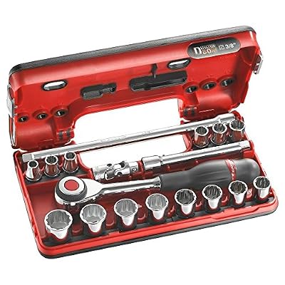 FACOM J.360DBOX112 Coffret de Douilles 12 pans métrique, Multicolore, 3/8", Set de 18 Pièces