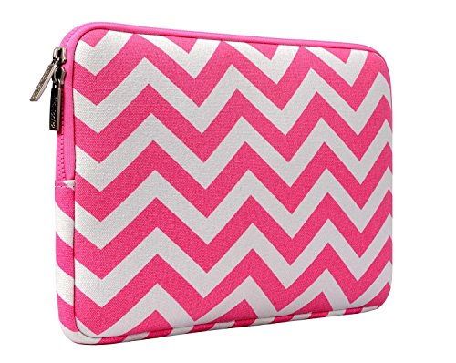 MOSISO Chevron Stil Canvas Gewebe Hülle Laptop Sleeve Tasche Beutel für 11-11,6 Zoll MacBook Air, Ultrabook Netbook Tablette mit einem kleinen Fall, Rose Rot - 2