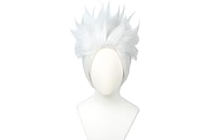 Linfairy Peluca Corta de Cosplay en Capas Disfraz de Halloween Peluca Blanca Plateada no Estilo