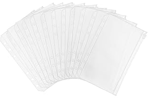 Bidponds 12 Stücke A6 Bindertaschen, 6 Löcher, Budget-Umschläge für Budgeting, transparente Kunststoff Tasche mit Reißverschluss für A6 Budgetplaner, Geldorganizer