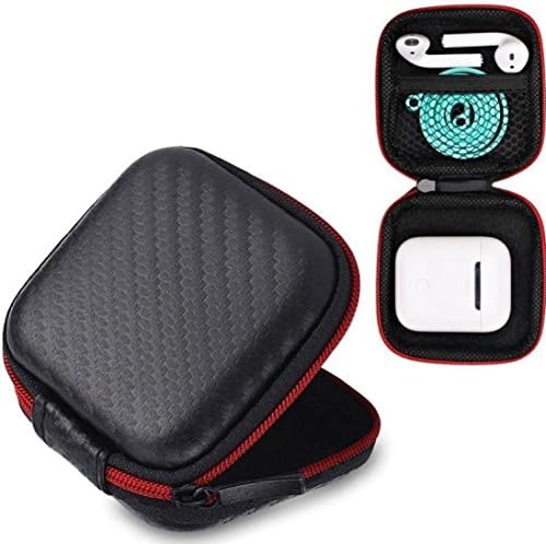 AirPods Case, Lycantant Portable Mini Earphone Protective Cases Headset PU Carrying Case for Earbuds/ iPod Shuffle/ MP3 Player/ USB Cable with Rubber Zip, 3*3*1 inches