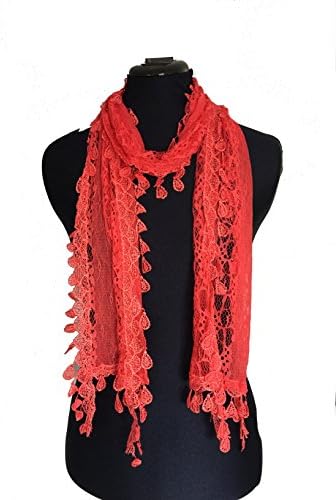 Pamper yourself Bright orange Leaf Lace Scarf