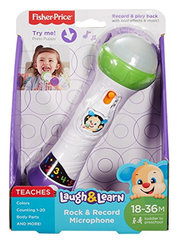 Fisher-Price Le Micro de Puppy Jouet Bébé, Deux Modes de Jeu pour Apprendre en Musique et Enregistrer Sa Voix, 18 Mois et Plus, FBP31