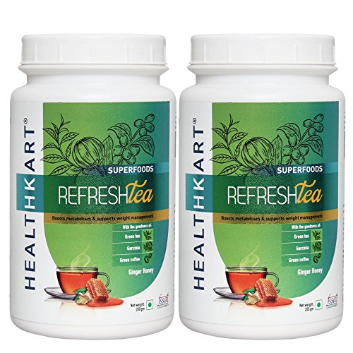 HealthKart Refresh Tea with green tea extract, garcinia extract and green coffee bean extract & Caffeine for Weight Management, 0.2 kg Ginger Honey-Pack of 2 RS.549 (45.00% Off) - Amazon