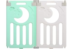 Dripex Parc bebe modulable plastique, panneau pour parc bebe modulable, 2 panneaux, Vert et blanc
