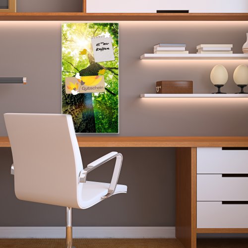 banjado – Magnettafel weiß Pinnwand 37x78cm Memoboard Whiteboard mit Motiv Baumkrone - 3