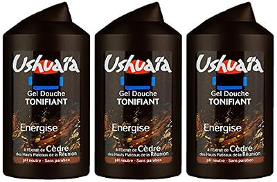 Ushuaia Ushuaïa - Gel Douche Homme Tonifiant Energise à l'Extrait de Cèdre des Hauts Plateaux de La Réunion - 250 ml - Lot de 3