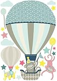 anna wand Wandsticker HOT AIR BALLOONS – Wandtattoo für Kinderzimmer / Babyzimmer mit Tieren in Heißluftballons versch. Farben – Wandaufkleber Schlafzimmer Mädchen & Junge, Wanddeko Baby / Kinder - 2