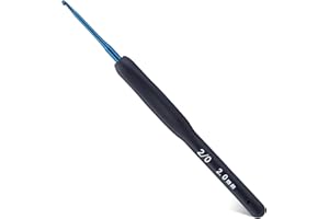 BUOKKON 2 mm Crochet Hooks, Crochet Needle, Ergonomic Soft Grip Handle Crochet Hook for Arthritic Hands, Knitting Needles for Beginners, Adults and Crafters