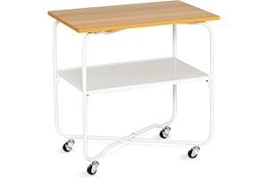 COSTWAY Mesa Auxiliar con Ruedas y Almacenamiento, Mesa Lateral Rodante de 2 Niveles, Carrito Móvil de Servicio de Café y Bar para Sala, Cocina, 60 x 39,5 x 61 cm, Fácil Montaje