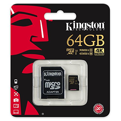 Kingston Gold microSD 64GB Class 3 (U3) Speicherkarte mit Adapter UHS-I Speed - 5