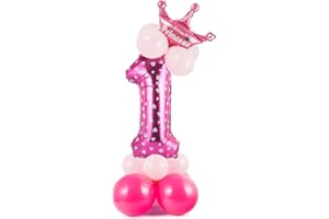 PARTY GO 1 Anno Palloncino Foil Numero Palloncino Rosa, 115 cm Grandi Foil Palloncini Numeri 1, Feste Decorazione di Compleanno Palloncino