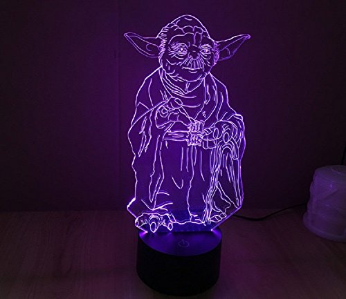 SmartEra® Star Wars Film-Charaktere Meister Yoda USB-3D optische Täuschung 7 Farbwechsel Touch-LED-Licht-Lampe - 6