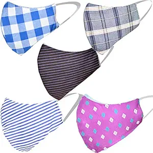 PrimeBox Unisex Cotton Face Mask Set of 3 Pieces (Standard Size, Mix-Print-Color)