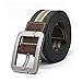 Produktbild Contever® Männer Herren Canvas Gürtel Belt Geflochtene Gürtel- 3.8cm Breit 125cm Länge Best Fit Taille (ungefähr 100CM)- Style1 Dunkelgrünes Streifen