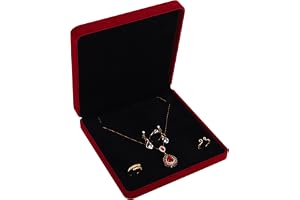 Wisebom Sammet smycken set låda, plysch smycken set låda smyckeskrin smycken organisering box sammet presentförpackning för kvinnor smycken armband halsband örhänge ring (vinröd A)