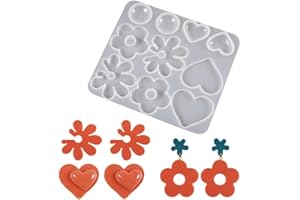 TOKISO WuLi77 Moule en silicone pour pendentifs et boucles d'oreilles - Plusieurs styles - Décoration en résine époxy - Fabrication de bijoux - Moules à fleurs avec trou