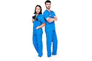Unisex Medizinische Berufsbekleidung Set - Kasacks Damen Und Kasack Herren, Weiche Und Bequeme Passform, Berufsbekleidung Pflege Uniform, Kassak Set Pflege Modern, Atmungsaktives Gewebe