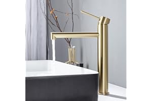 ONECE Wysoka bateria umywalkowa, kran łazienkowy, złota armatura do umywalki nasadowej, wysoka armatura umywalkowa ze zdejmowanym bąbelkiem, nowoczesny design, armatura łazienkowa z wylewką, wysokość