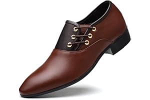 ENDORADORE Mens Oxfords Leather Lace Ups Dress Shoes Slip On Pointed Toe Derbys Classic Formal Business Shoes Smart Brogues