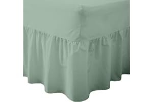 BEDWAY – 68 Pick Polycotton – VALANCE SHEET – 20cm (8”) BOX + 35cm (14”) FRILL - Plain Dyed Polycotton Fitted Valance Sheets Machine Washable (Double, Light Green)