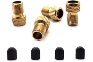 LIGCTORY Brass Presta Valve Adaptor (Pack of 4) - Convert Presta to Schrader for Bikes and Cars - Inflate Tire Using Standard Pump or Air Compressor