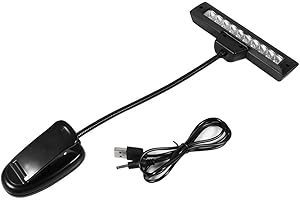 Niiyen Lampe de pupitre rechargeable, 10 LED Clip-on Music Stand Clamp Light Lampe de lecture de bureau pour pupitres, pianos, fosses d'orchestre, bureaux, tables, clubs sombres 110V ~ 220V(1#)