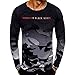 Produktbild URSING_Herren T-Shirt Hoodie Longsleeve Tarnung Gedruckt Langarm Shirt Sweatshirt Rundhals Ausschnitt Slim Fit Tops Bluse Camouflage Langarmshirt Oversize Basic Shirt Crew Neck(Grau,S)