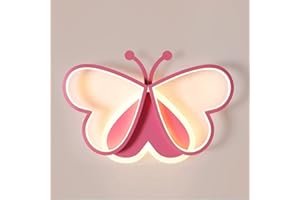 wanwanper dimmbare Kinderlampe, LED Deckenleuchte für Kinderzimmer Mädchen Jungen, Schlafzimmer Deko Decke Lampe, rosa Schmetterling Tiere Design, Acryl-schirm Metal Kronleuchter für Wohnzimmer Flur