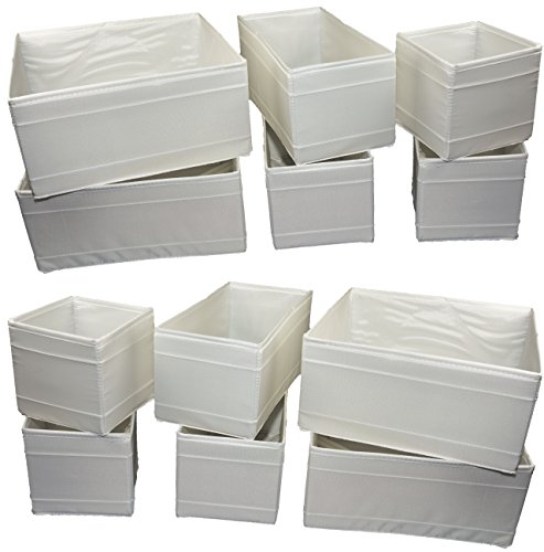 IKEA 12-er Set Aufbewahrungsboxen "SKUBB" zwölf Kisten Regaleinsätze je 4 Stück in 3 versch. Größen - WEISS (12er-Set, weiß)