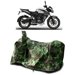 Cover Lab - Bajaj Pulsar NS 200 New BS6 Water Resistant - Dust Proof - Full Bike Scooty Two Wheeler Body Cover for Bajaj Pulsar NS 200 (Green Multijungle)