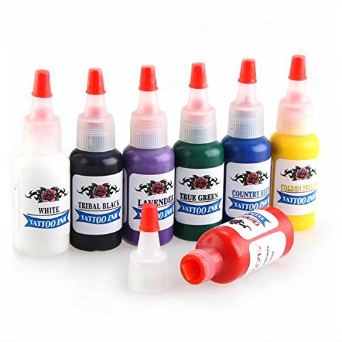 FACILLA® Professional 7 Color Tattoo Ink Pigment Supplies Set Kit 15ml 1/2 oz ounce
