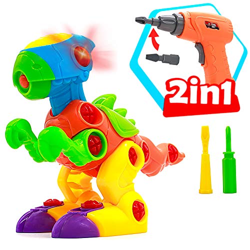 Dinosaure Enfant Puzzle Jouet De Construction avec Perceuse Électrique Jeux Educatif Cadeau Garcon Fille 3 4 5 Ans