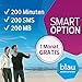 Produktbild Blau Prepaid SIM-Karte mit Smart Option, 1. Monat gratis, keine Vertragsbindung, 200 Min/200 SMS/200 MB, inkl. Highspeed-Internet