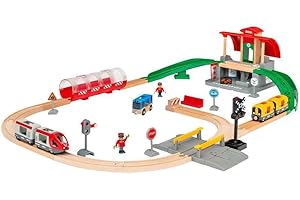 BRIO World - Set Stazione Centrale, Set Costruzioni Trenino in Legno da 37 Pezzi, Giocattolo per Bambino e Bambina 3+ Anni